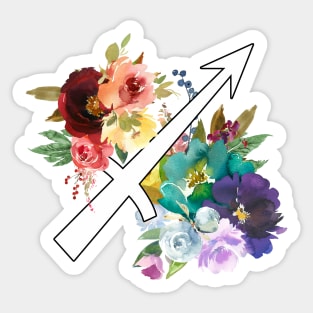 Sagittarius Horoscope Zodiac Rainbow Flowers Design Sticker